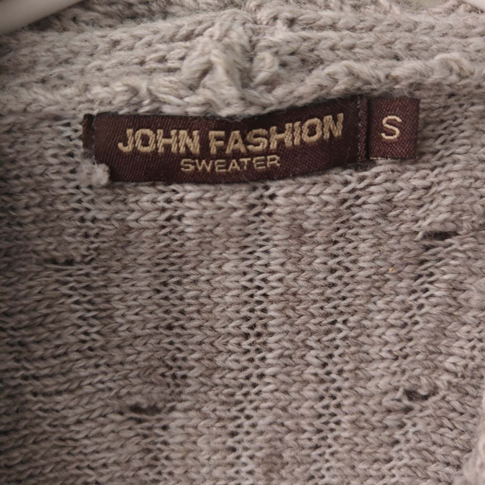 John Fashion Womens Knit Cardigan Sweater Small Open Front Drape Gray Ruffle Y2K - Picture 6 of 7